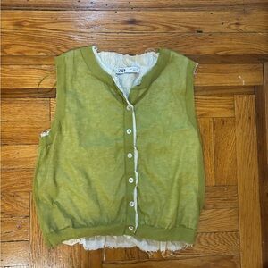 Zara Olive Button-Up Cardigan
